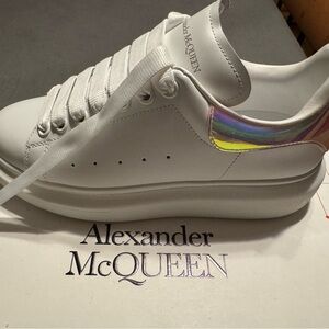 Alexander McQueen White Sneakers with Iridescent Detail